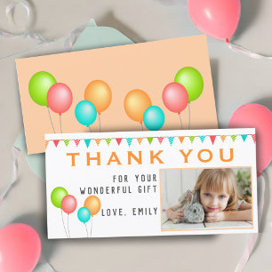 Balloon Bunting Flag Birthday Foto Dankeskarte