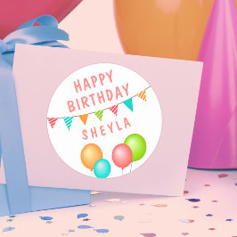 Balloon Bunting Flag Kind Geburtstag Runder Aufkleber