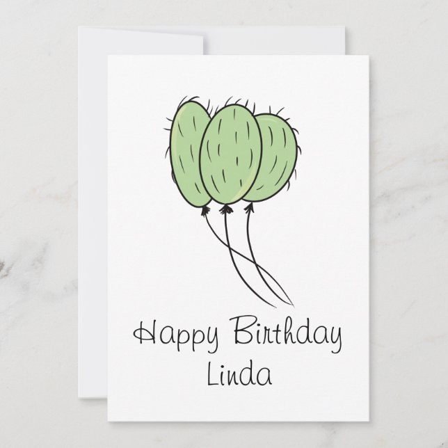 Balloon Cactus Pflanze Birthday Einladung (Vorderseite)