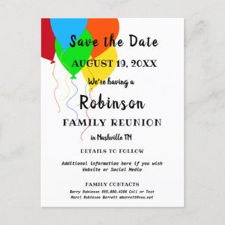 Balloon Design Fun Family Wiedersehen Save the Dat Postkarte