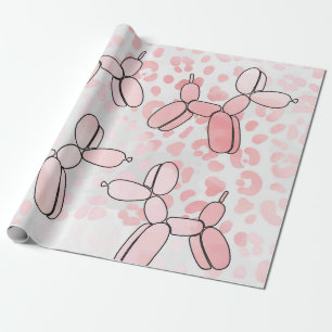 Balloon Dog Leopard rosa Muster Geschenkpapier