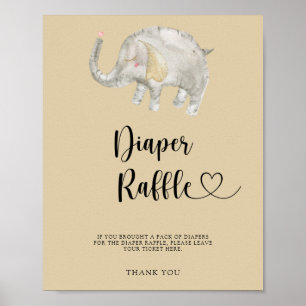 Balloon Elephant diaper Tombola Poster