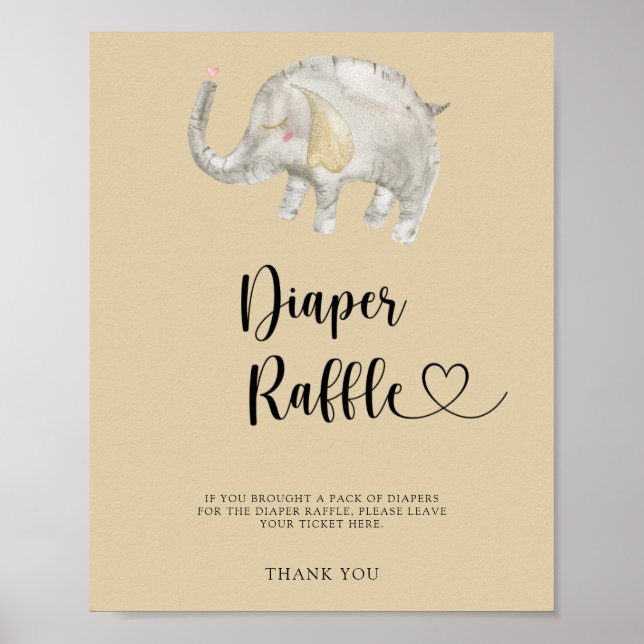 Balloon Elephant diaper Tombola Poster (Vorne)
