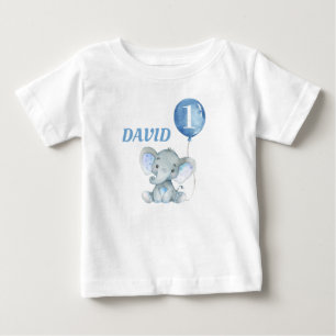 Balloon Elephant Niedlich Blue Baby Boy T-shirt