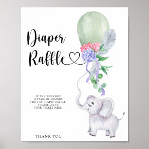 Balloon & Elephant Windel-Raffle-Poster Poster