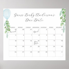 Balloon Eucalyptus Guess Baby Due Date Calendar Ka Poster