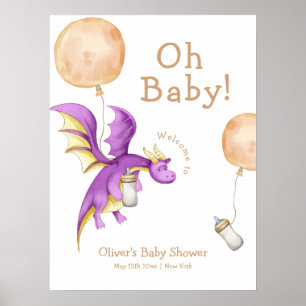 Balloon Fairy Dragon Flasche Baby Dusche Willkomme Poster