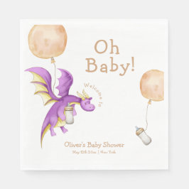 Balloon Fairy Dragon Flasche Baby Dusche Willkomme Serviette