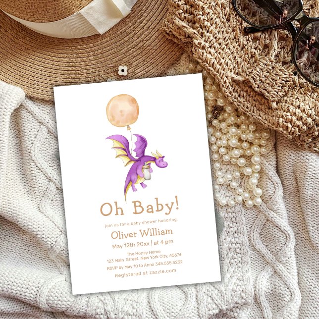 Balloon Fairytale Dragon Flasche Baby Dusche Einladung (Balloon Fairytale Dragon Bottle Baby Shower Invitation)