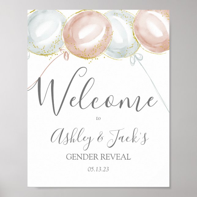 Balloon Gender Reveal Welcome Poster (Vorne)