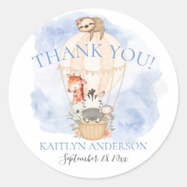 Balloon Giraffe Zebra Danke, Boy Baby Shower Runder Aufkleber