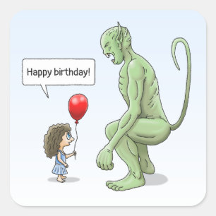 Balloon Girl und Goblin Quadratischer Aufkleber