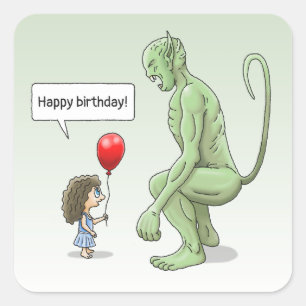 Balloon Girl und Goblin Quadratischer Aufkleber