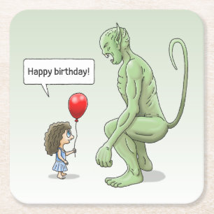 Balloon Girl und Goblin Rechteckiger Pappuntersetzer