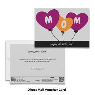 Balloon Heart Happy Mother Day Voucher Feiertagskarte