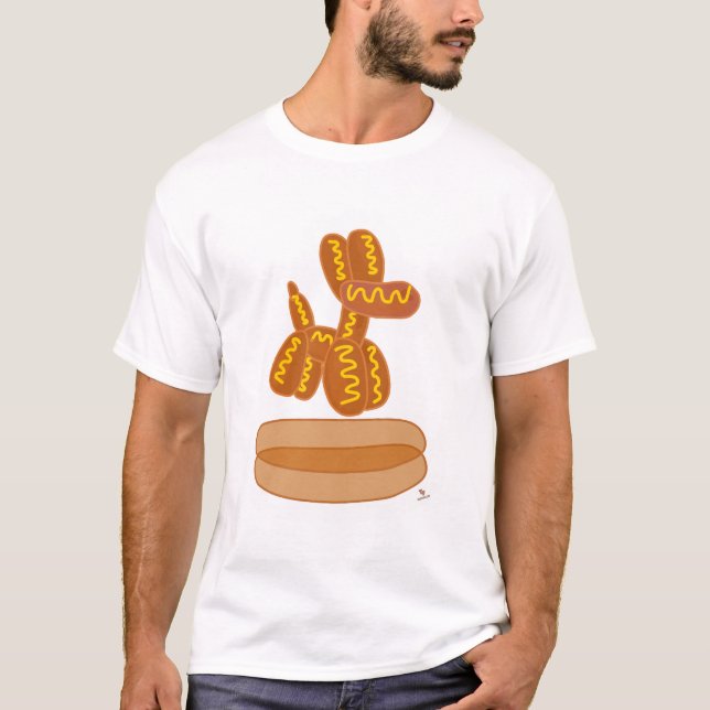 Balloon Hot Dog Funny Cartoon Art T-Shirt (Vorderseite)