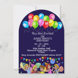 Balloon Kids Birthday Invitation Einladung