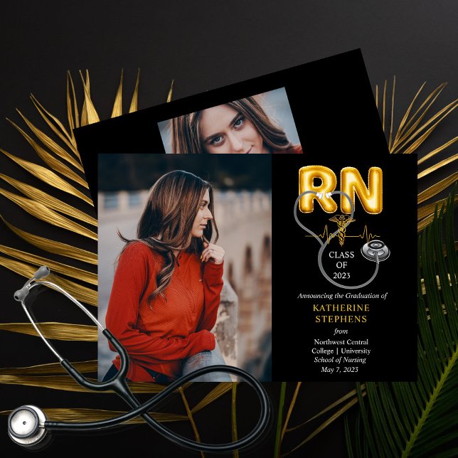 Balloon Letters RN Caduceus Stethoscope Abschluss Ankündigung (Von Creator hochgeladen)