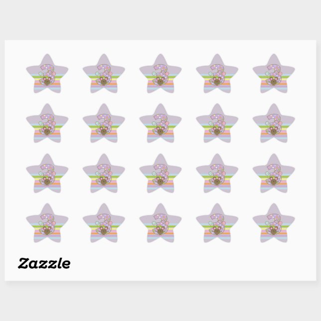 Balloon Mouse Lila 3. Geburtstag Star Stickers (Blatt)