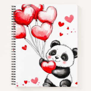 Balloon Panda Liebe in der Luft Notizbuch