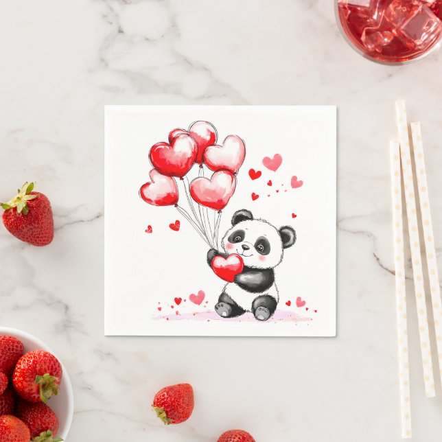 Balloon Panda Liebe in der Luft Serviette (Beispiel)