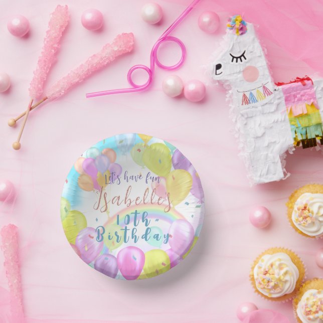 Balloon Pastel Birthday Pappteller (Party)