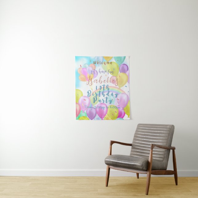 Balloon Pastel Birthday Wandteppich (Beispiel)