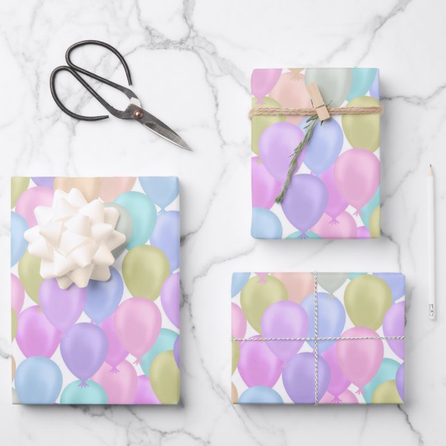 Balloon Pastel Geschenkpapier Set (Vorderseite)
