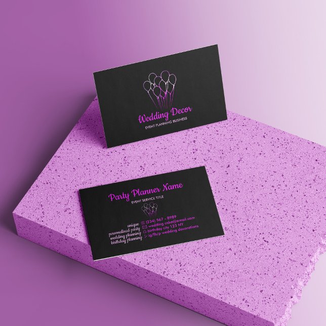 Balloon Pink Simple Lila Gradient Visitenkarte (Balloon Pink Simple Purple Gradient Business Card)