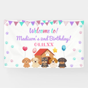 Balloon Puppy Girl Paw-ty Green Point Geburtstag Banner