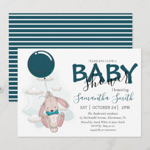 Balloon Rabbit Baby Shower Einladung