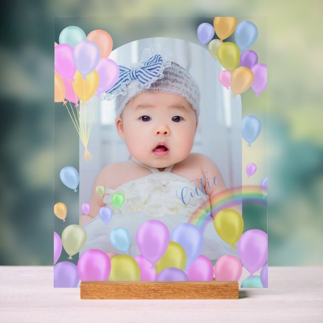 Balloon Rainbow Baby Foto Acrylschild (Neutral)