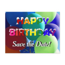 Balloon Rainbow Birthday Save the Date