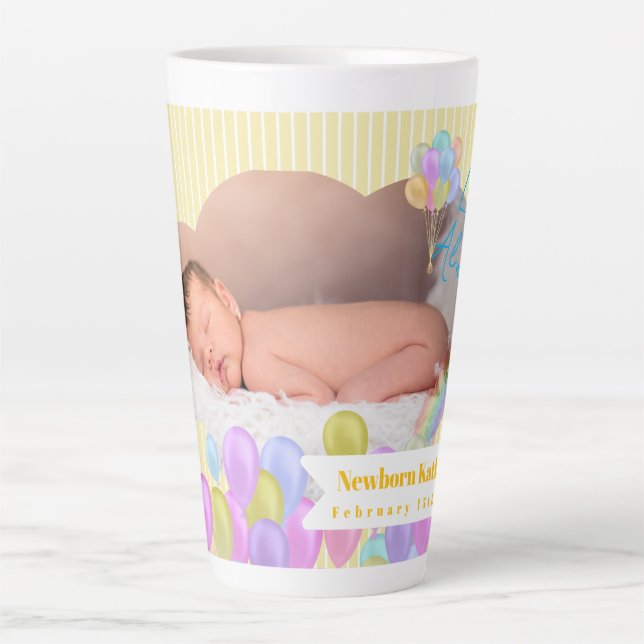 Balloon Rainbow Cloud Foto Yellow Milchtasse (Vorderseite)