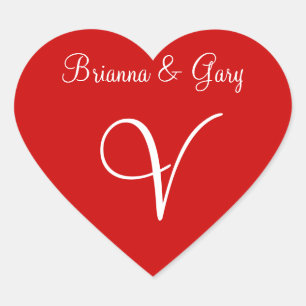 Balloon Red Your Monogram Wedding Herz-Aufkleber