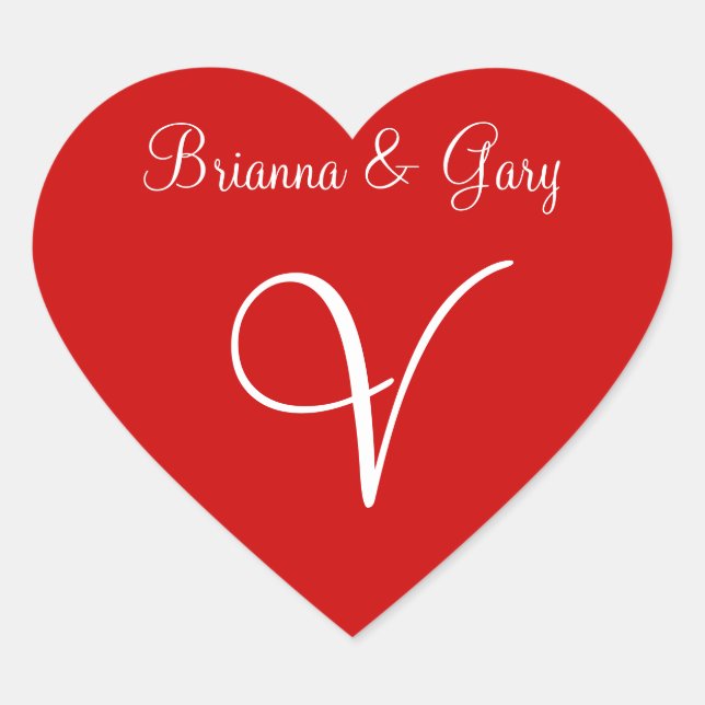 Balloon Red Your Monogram Wedding Herz-Aufkleber (Vorderseite)