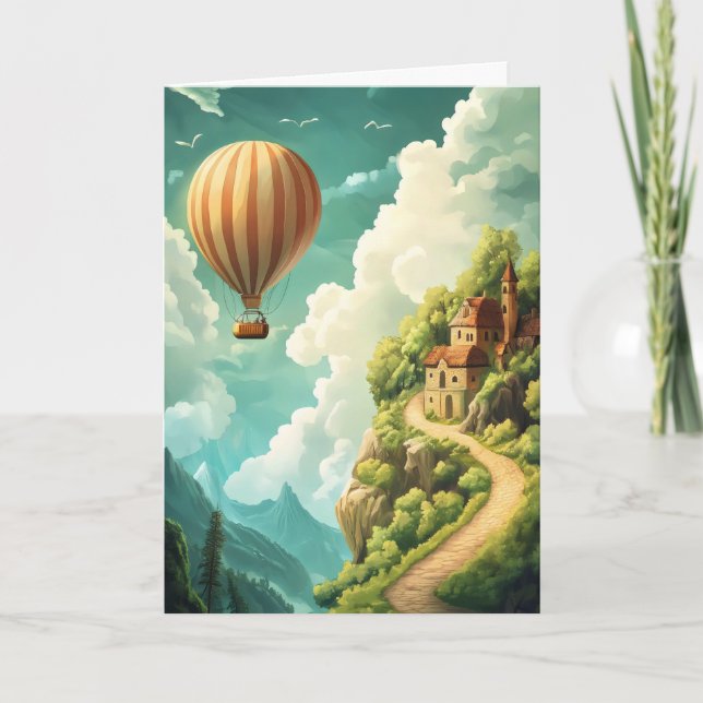 Balloon Reiselandschaft Feiertagskarte (Vorderseite)