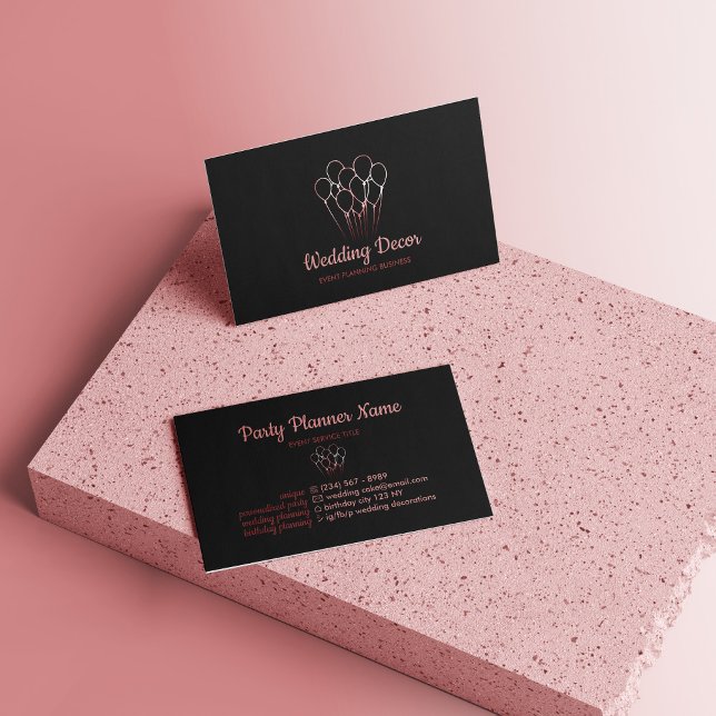 Balloon Rose Gold Ästhetik Visitenkarte (Balloon Rose Gold Aesthetic Business Card)