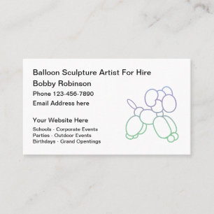 Balloon Sculpture Artist Entertainer Business Card Visitenkarte
