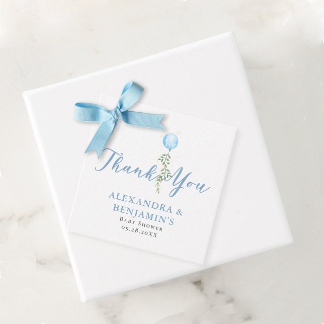 Balloon Soft Greenery Dusty Blue Boy Baby Shower Geschenkanhänger (baby shower favor tag oh boy blue balloon watercolor greenery soft botanical calligraphy)