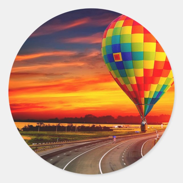 Balloon Sunset Runder Aufkleber (Vorderseite)