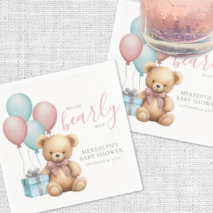 Balloon Teddy Bear Baby Shower Serviette