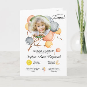 Balloon Theme Child's Funeral Program Programm