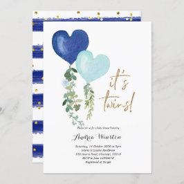 Balloon Twin Boy Baby Shower Einladung