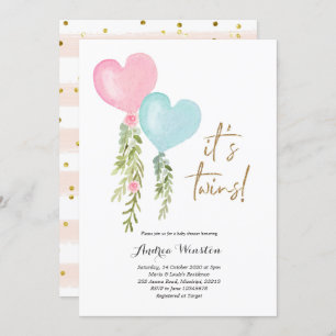 Balloon Twin Boy Girl Babydusche Einladung