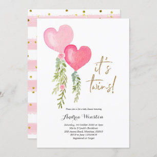 Balloon Twin Girl Baby Shower Einladung