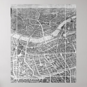 Balloon View of London, 1851 Poster