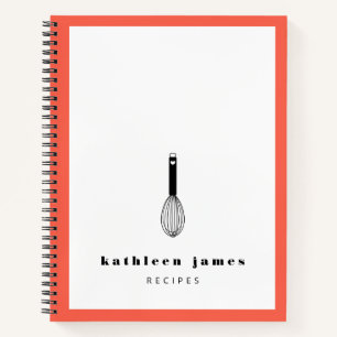 Balloon Whisk Deep Coral White Notebook Notizbuch