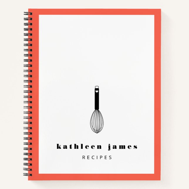 Balloon Whisk Deep Coral White Notebook Notizbuch (Vorderseite)