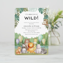 Balloon Wildlife Forest Sarafi Animals Baby Shower Einladung